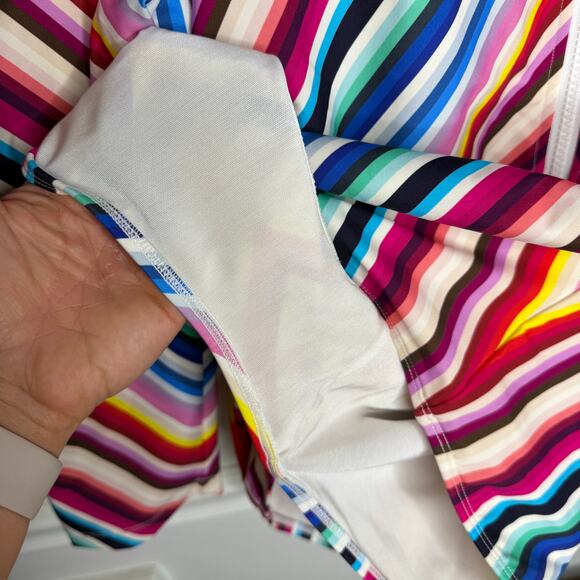 Stylest DreamSculpt Puff Sleeve Stripe Zip Shape wear Swim Suit Womens 2X Plus - Picture 3 of 5